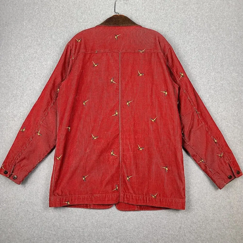 LL Bean Vintage Archive Red Corduroy Pheasant Barn Jacket Coat Women’s Medium - Picture 13 of 16